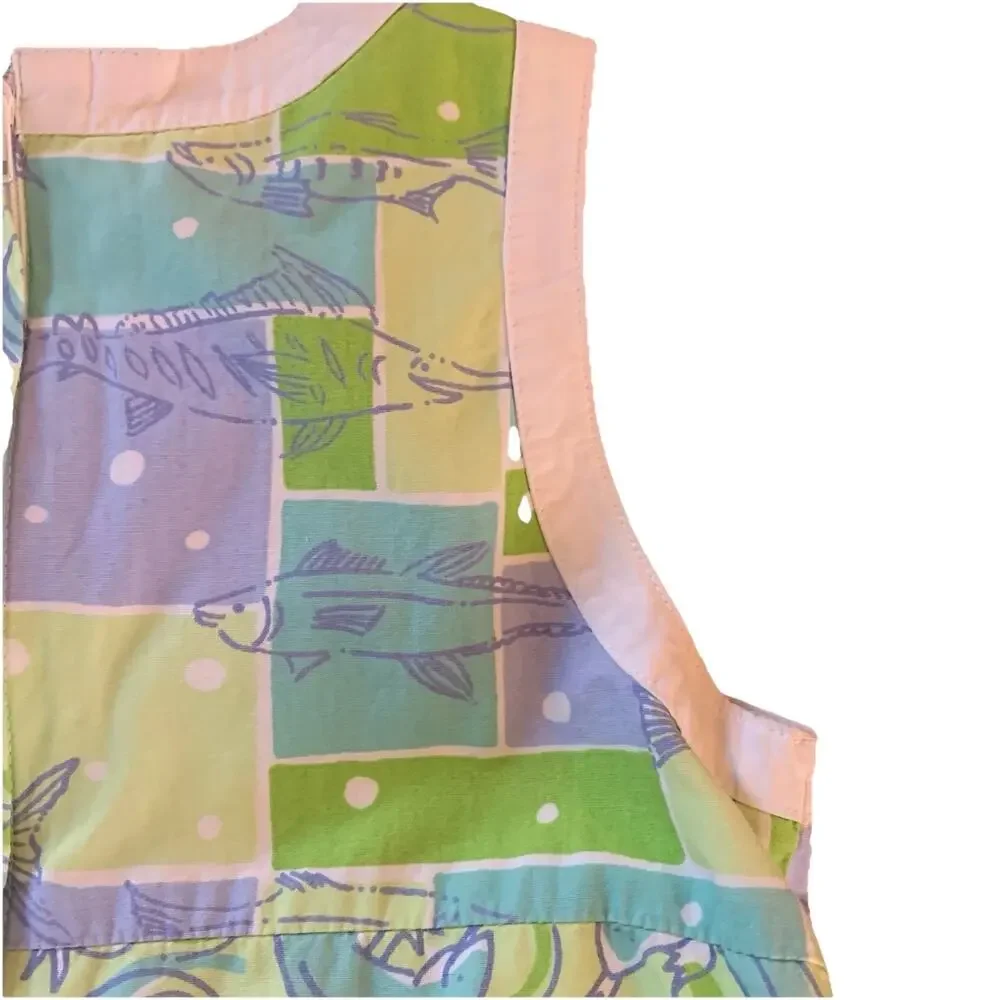 Vintage Lilly Pulitzer Ocean Coastal Patchwork A-Line Shift Dress Size 6X Resort
